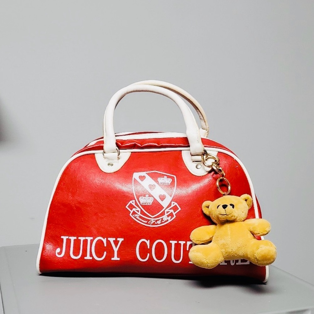 Juicy Couture Red Handbag with Teddy Bear Charm